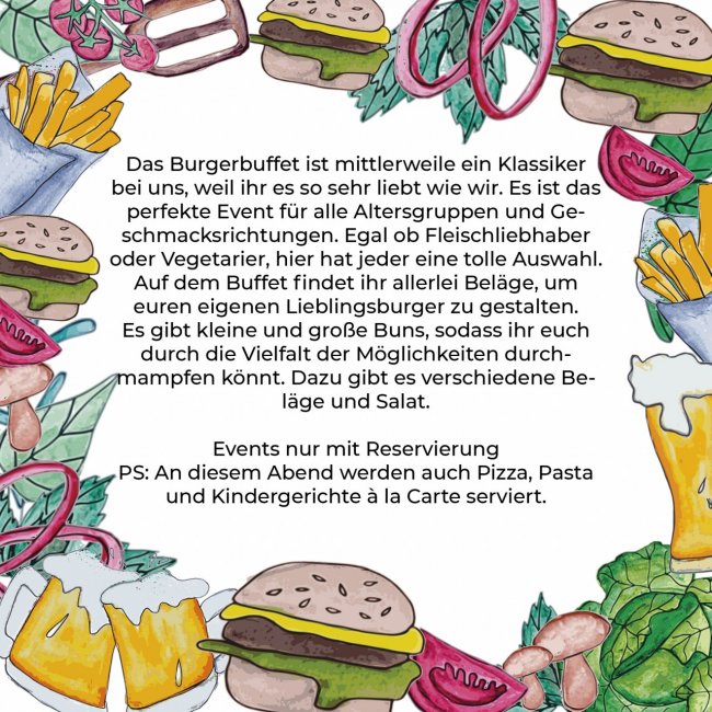 All you can eat Burger Buffet auf dem Campingplatz Haumühle