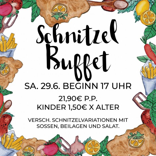 Schnitzel Buffet all you can eatauf dem Campingplatz Haumühle in Simmertal im Hunsrück