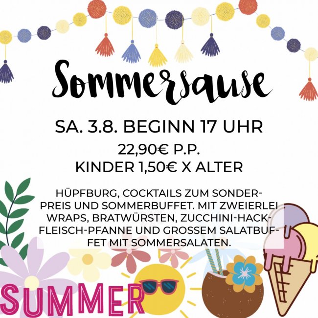 Sommersause mit all you can eat Buffet auf dem Campingplatz Haumühle in Simmertal im Hunsrück