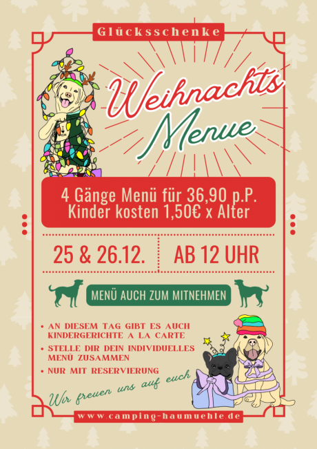 Weihnachtsmenu Weihnachten Simmertal Campingplatz 