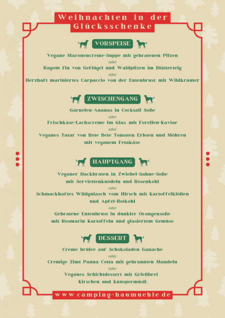 Weihnachtsmenu Weihnachten Simmertal Campingplatz